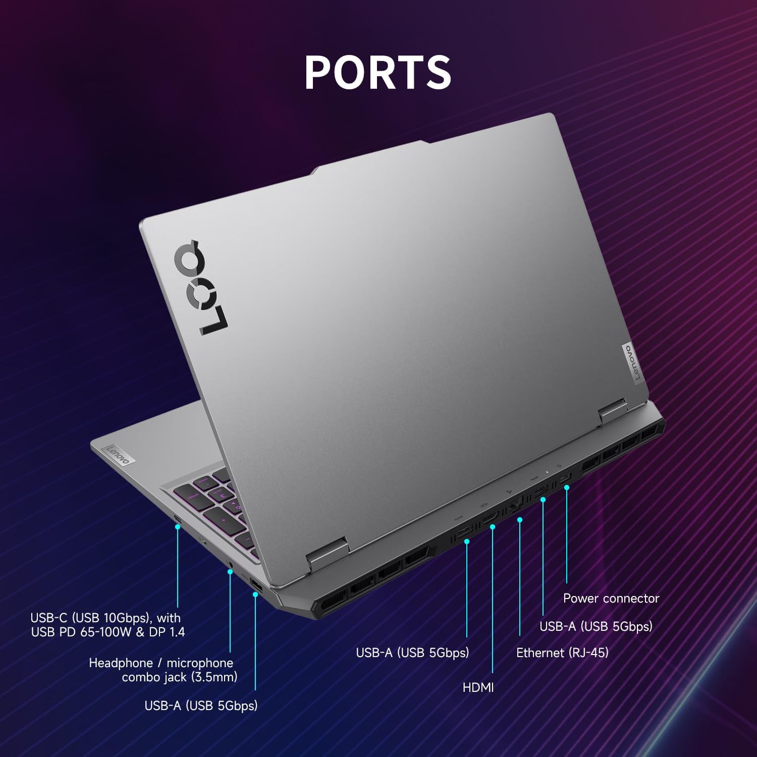 Lenovo LOQ 15IRX10 RTX 5050 Gaming Laptop, 15.6" FHD 144Hz, Intel Core i5-13450HX (Beats Intel i7), 16GB DDR5 RAM, 512 GB SSD, - Image 5