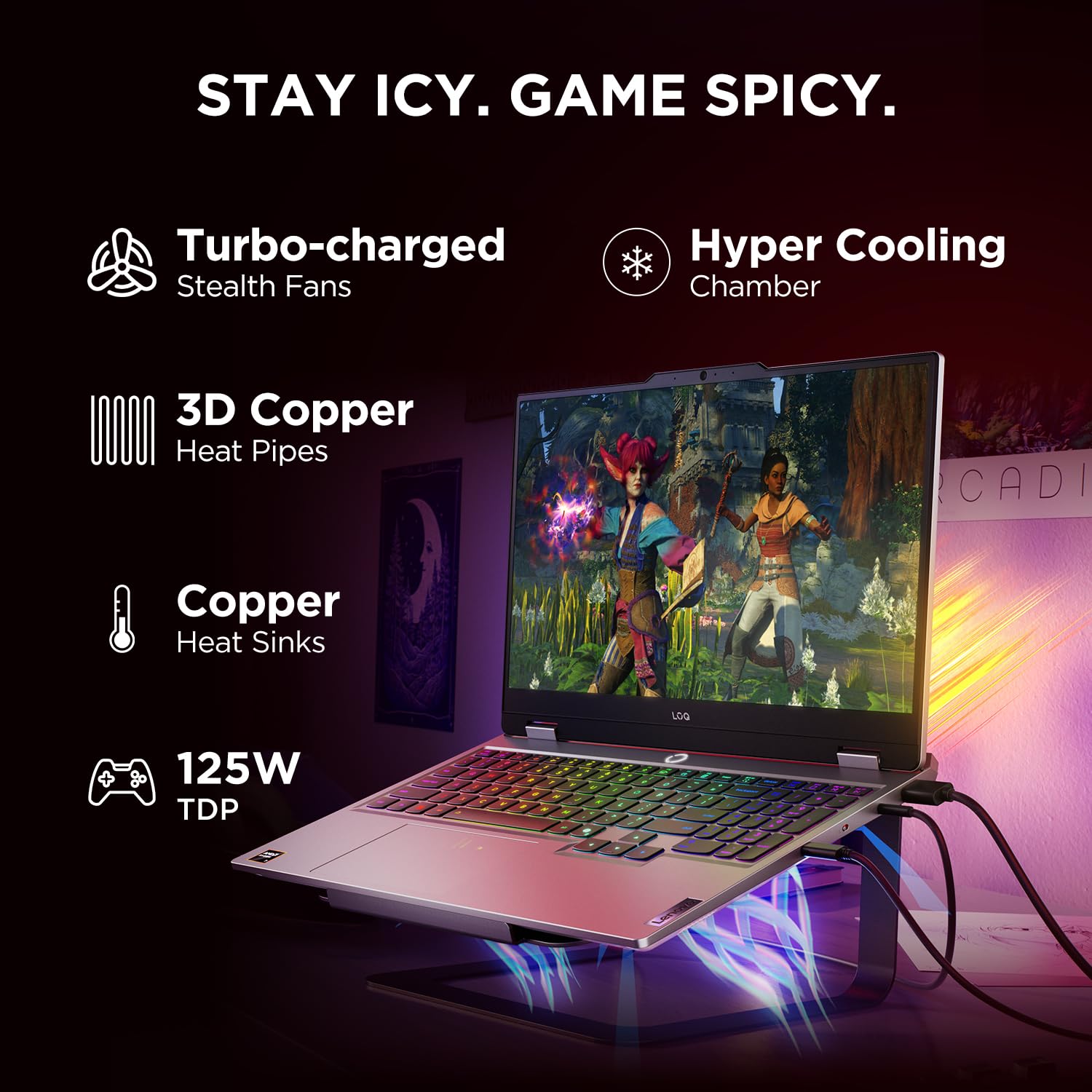 Lenovo LOQ 15AHP10(AMD Ryzen 7-250/16GB DDR5 RAM/512GB NVMe SSD/RTX 5050 8GB GPU/15.6″ FHD - Image 4